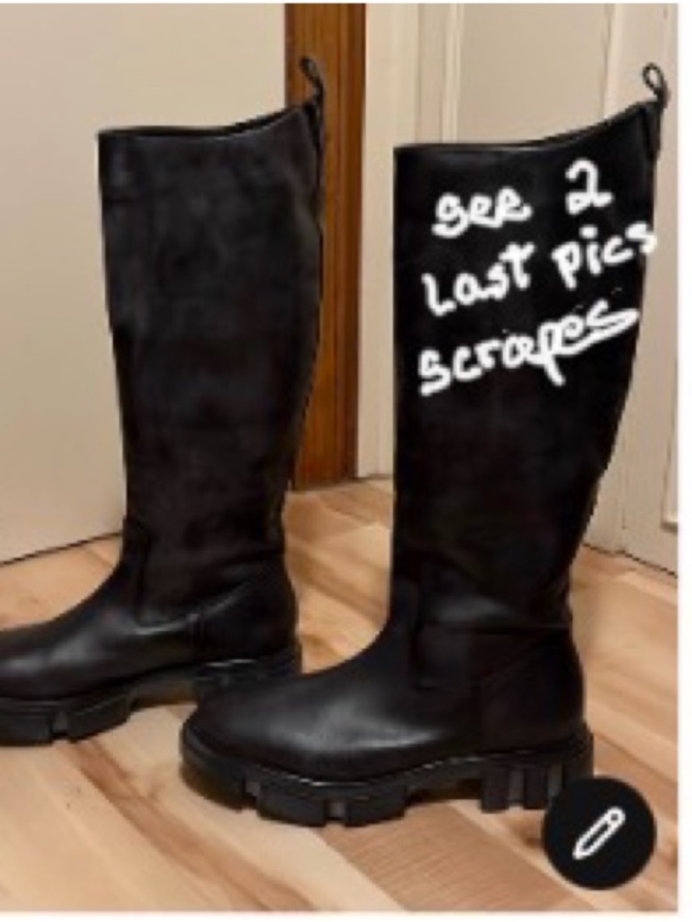 Free People Brooks Distressed Black Leather Boots Lug Soles 41